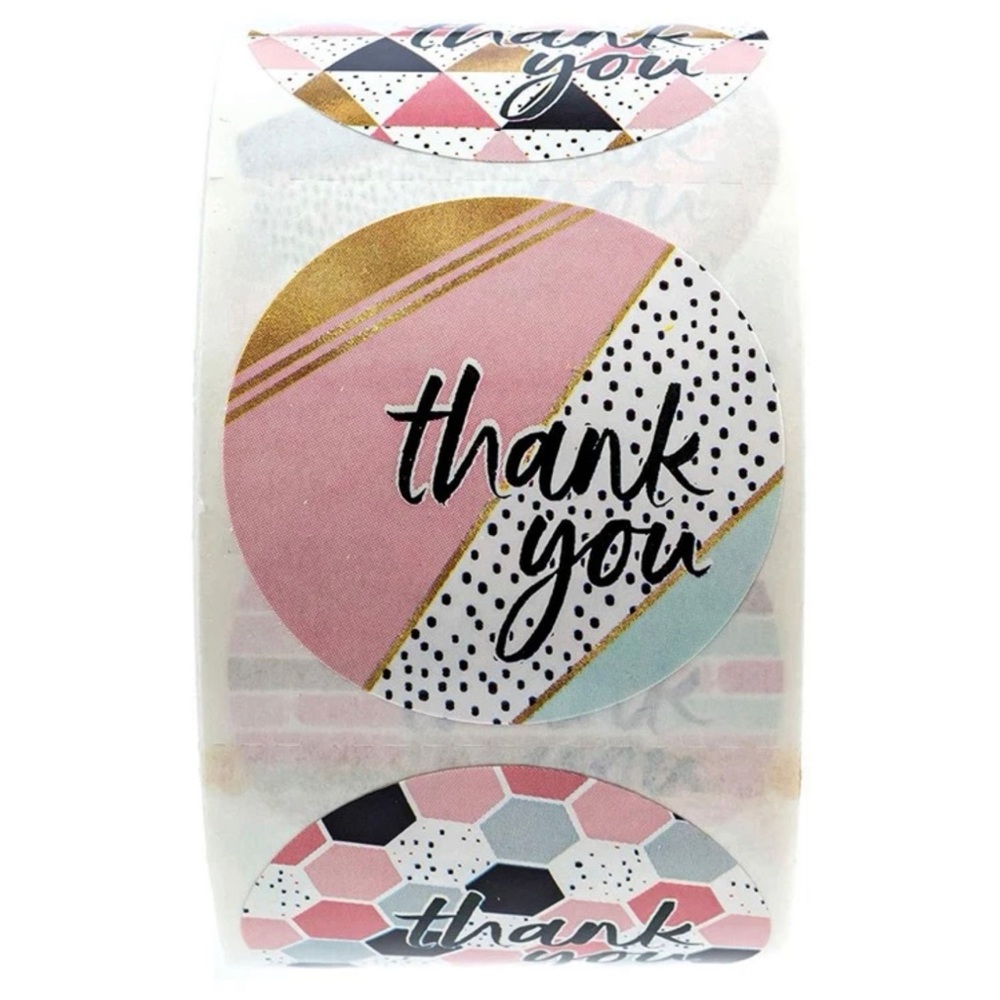 450 Thank You Multiple Patterns Slogan Graphic Stickers 1 Inch